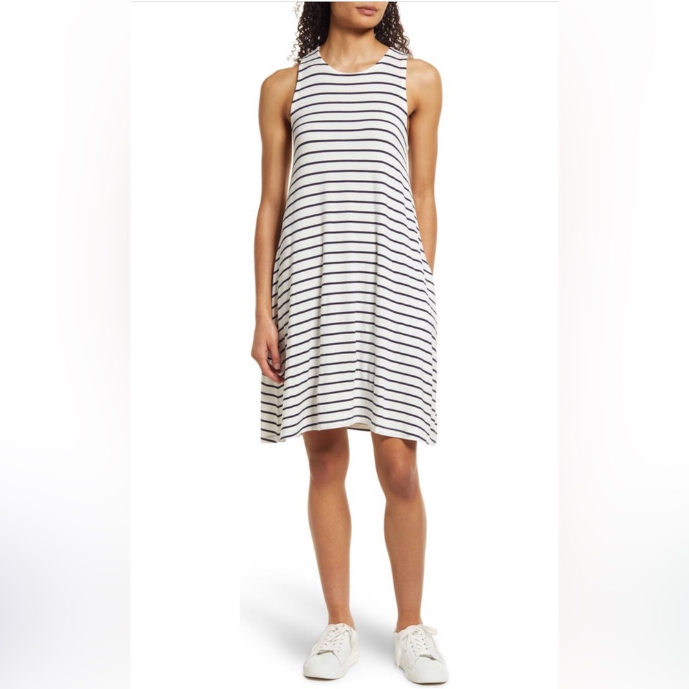 MELROSE AND MARKET Swing Dress with Pockets, Stripes